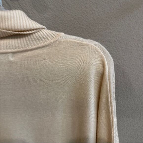 HYDEN YOO | S | Cream Turtleneck Sweater boxy style  wool/ alpaca / linen blend - Picture 6 of 7